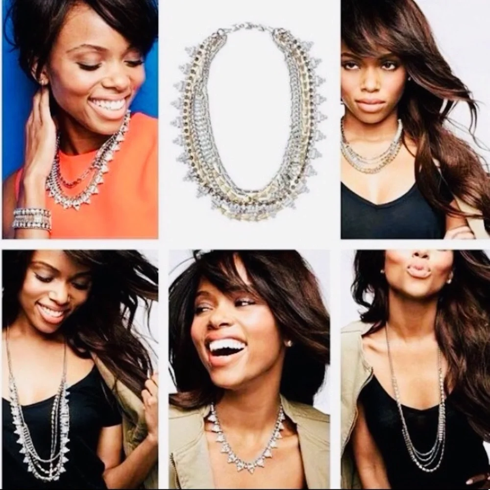 Stella & Dot | 5-in-1 Silver+Gold+Rhinestone MixedMetal NEW Statement Ne… - Picture 10 of 10